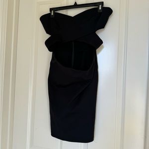 strapless black cut out mini dress